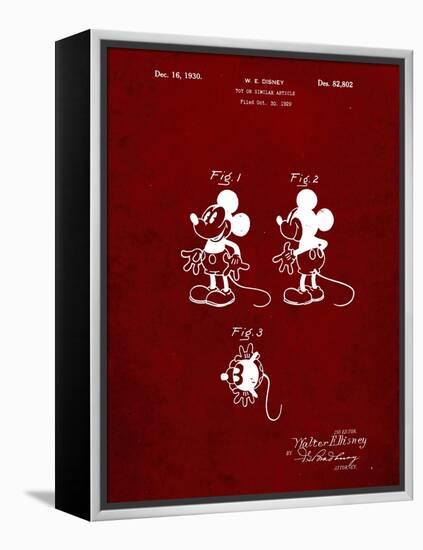 PP191- Burgundy Mickey Mouse 1929 Patent Poster-Cole Borders-Framed Premier Image Canvas