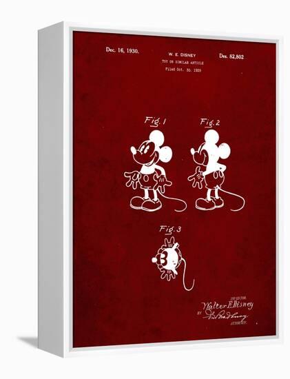 PP191- Burgundy Mickey Mouse 1929 Patent Poster-Cole Borders-Framed Premier Image Canvas