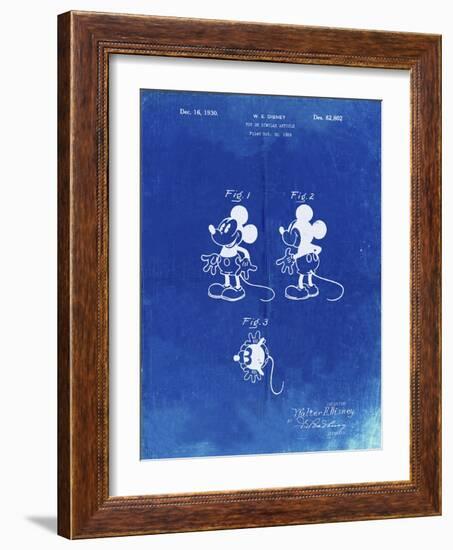 PP191- Faded Blueprint Mickey Mouse 1929 Patent Poster-Cole Borders-Framed Giclee Print