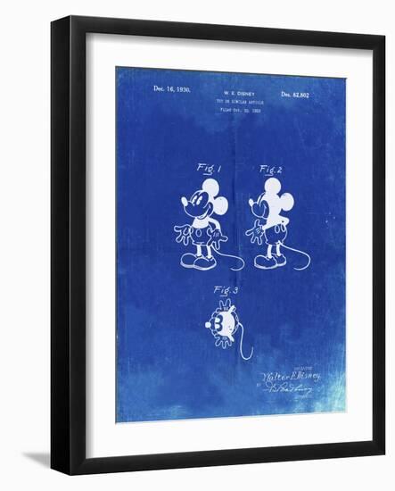 PP191- Faded Blueprint Mickey Mouse 1929 Patent Poster-Cole Borders-Framed Giclee Print