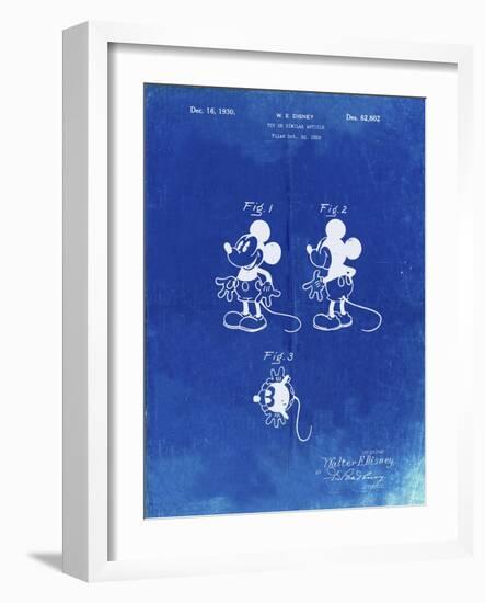 PP191- Faded Blueprint Mickey Mouse 1929 Patent Poster-Cole Borders-Framed Giclee Print