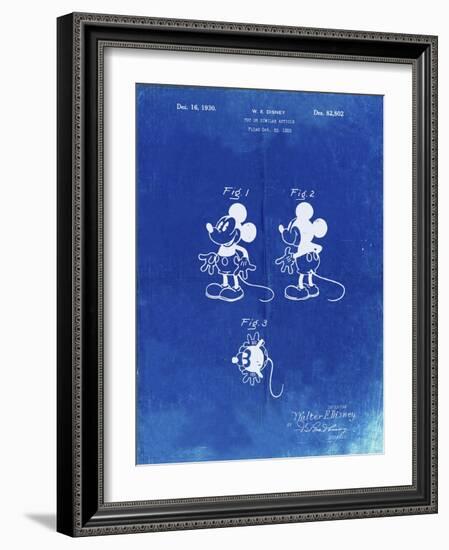 PP191- Faded Blueprint Mickey Mouse 1929 Patent Poster-Cole Borders-Framed Giclee Print