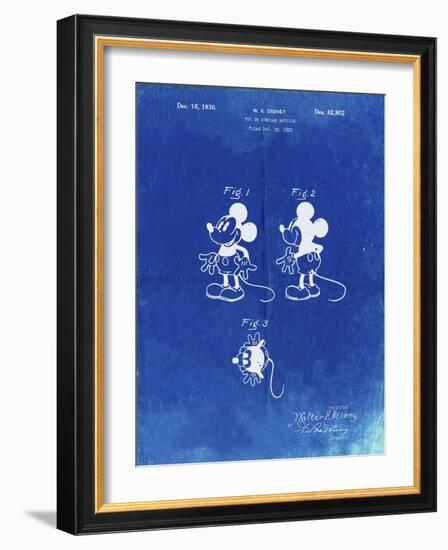 PP191- Faded Blueprint Mickey Mouse 1929 Patent Poster-Cole Borders-Framed Giclee Print