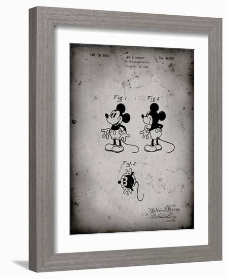 PP191- Faded Grey Mickey Mouse 1929 Patent Poster-Cole Borders-Framed Giclee Print