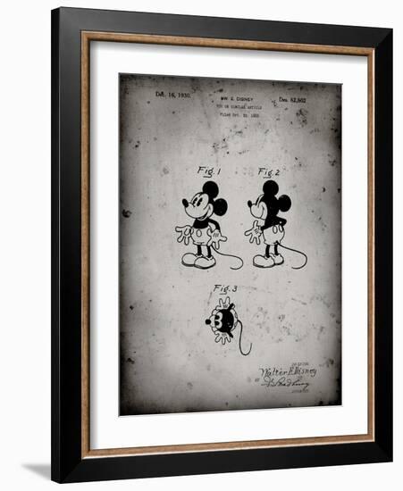 PP191- Faded Grey Mickey Mouse 1929 Patent Poster-Cole Borders-Framed Giclee Print