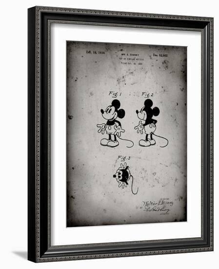 PP191- Faded Grey Mickey Mouse 1929 Patent Poster-Cole Borders-Framed Giclee Print