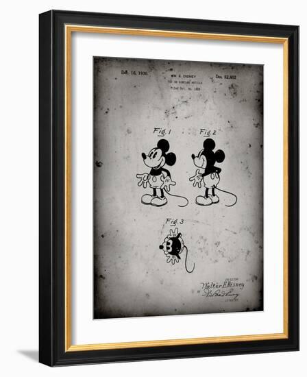 PP191- Faded Grey Mickey Mouse 1929 Patent Poster-Cole Borders-Framed Giclee Print