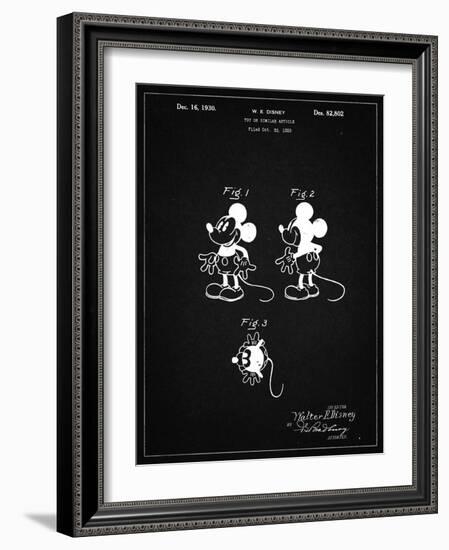 PP191- Vintage Black Mickey Mouse 1929 Patent Poster-Cole Borders-Framed Giclee Print