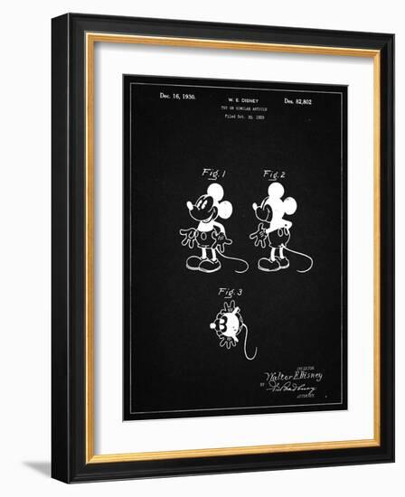 PP191- Vintage Black Mickey Mouse 1929 Patent Poster-Cole Borders-Framed Giclee Print