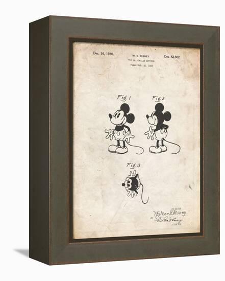 PP191- Vintage Parchment Mickey Mouse 1929 Patent Poster-Cole Borders-Framed Premier Image Canvas