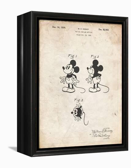 PP191- Vintage Parchment Mickey Mouse 1929 Patent Poster-Cole Borders-Framed Premier Image Canvas
