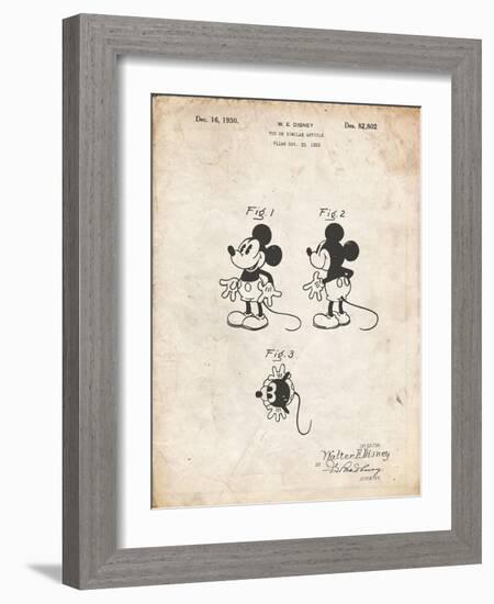 PP191- Vintage Parchment Mickey Mouse 1929 Patent Poster-Cole Borders-Framed Giclee Print