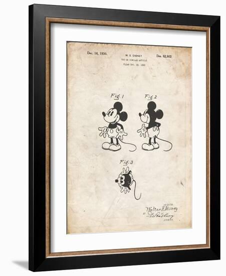 PP191- Vintage Parchment Mickey Mouse 1929 Patent Poster-Cole Borders-Framed Giclee Print