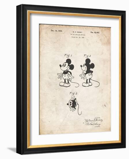 PP191- Vintage Parchment Mickey Mouse 1929 Patent Poster-Cole Borders-Framed Giclee Print