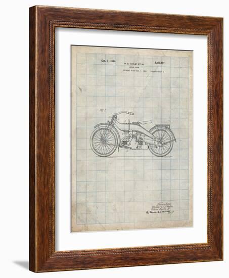 PP194- Antique Grid Parchment Harley Davidson Motorcycle 1919 Patent Poster-Cole Borders-Framed Giclee Print