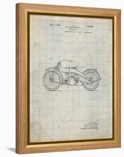 PP194- Antique Grid Parchment Harley Davidson Motorcycle 1919 Patent Poster-Cole Borders-Framed Premier Image Canvas