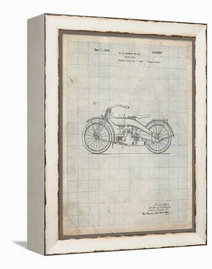 PP194- Antique Grid Parchment Harley Davidson Motorcycle 1919 Patent Poster-Cole Borders-Framed Premier Image Canvas