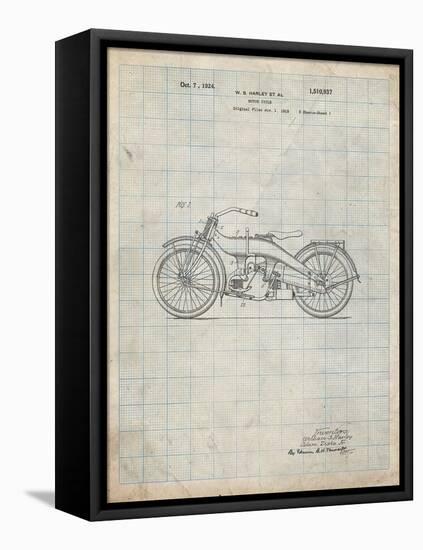 PP194- Antique Grid Parchment Harley Davidson Motorcycle 1919 Patent Poster-Cole Borders-Framed Premier Image Canvas