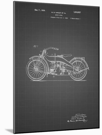 PP194- Black Grid Harley Davidson Motorcycle 1919 Patent Poster-Cole Borders-Mounted Giclee Print