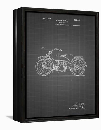PP194- Black Grid Harley Davidson Motorcycle 1919 Patent Poster-Cole Borders-Framed Premier Image Canvas