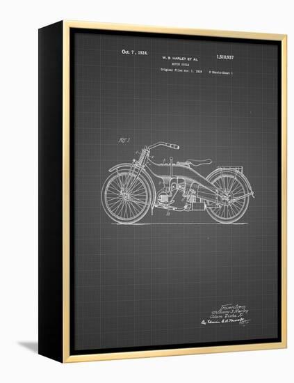 PP194- Black Grid Harley Davidson Motorcycle 1919 Patent Poster-Cole Borders-Framed Premier Image Canvas