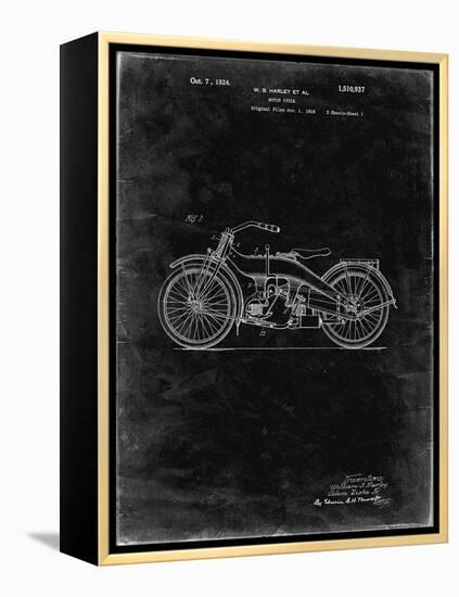 PP194- Black Grunge Harley Davidson Motorcycle 1919 Patent Poster-Cole Borders-Framed Premier Image Canvas