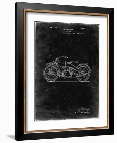 PP194- Black Grunge Harley Davidson Motorcycle 1919 Patent Poster-Cole Borders-Framed Giclee Print