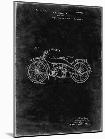 PP194- Black Grunge Harley Davidson Motorcycle 1919 Patent Poster-Cole Borders-Mounted Giclee Print