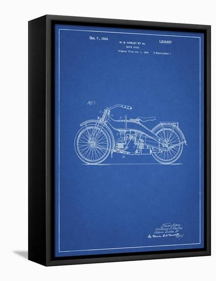 PP194- Blueprint Harley Davidson Motorcycle 1919 Patent Poster-Cole Borders-Framed Premier Image Canvas