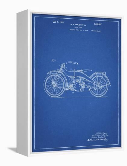 PP194- Blueprint Harley Davidson Motorcycle 1919 Patent Poster-Cole Borders-Framed Premier Image Canvas