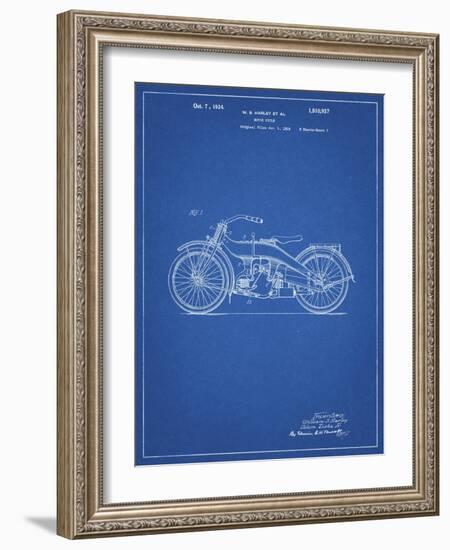 PP194- Blueprint Harley Davidson Motorcycle 1919 Patent Poster-Cole Borders-Framed Giclee Print
