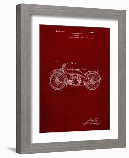 PP194- Burgundy Harley Davidson Motorcycle 1919 Patent Poster-Cole Borders-Framed Giclee Print