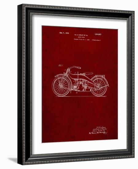 PP194- Burgundy Harley Davidson Motorcycle 1919 Patent Poster-Cole Borders-Framed Giclee Print