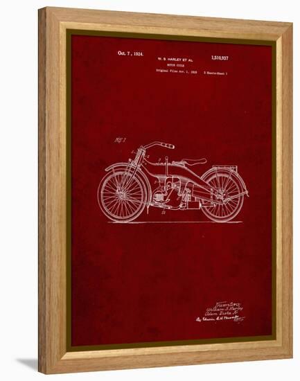 PP194- Burgundy Harley Davidson Motorcycle 1919 Patent Poster-Cole Borders-Framed Premier Image Canvas