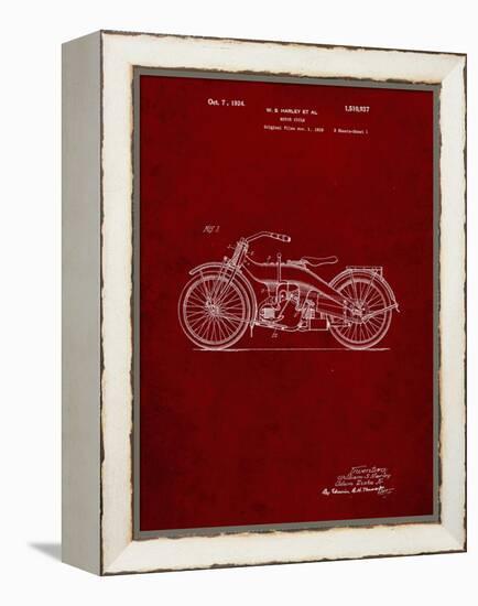 PP194- Burgundy Harley Davidson Motorcycle 1919 Patent Poster-Cole Borders-Framed Premier Image Canvas