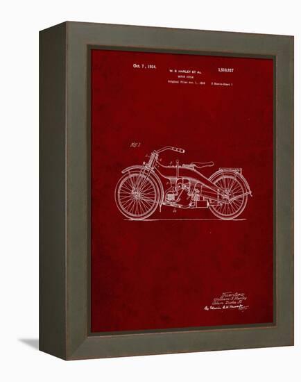 PP194- Burgundy Harley Davidson Motorcycle 1919 Patent Poster-Cole Borders-Framed Premier Image Canvas