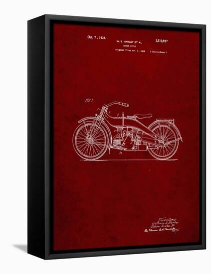 PP194- Burgundy Harley Davidson Motorcycle 1919 Patent Poster-Cole Borders-Framed Premier Image Canvas