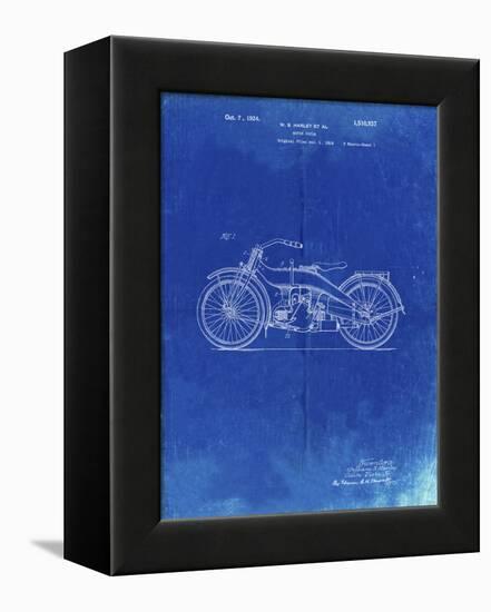 PP194- Faded Blueprint Harley Davidson Motorcycle 1919 Patent Poster-Cole Borders-Framed Premier Image Canvas