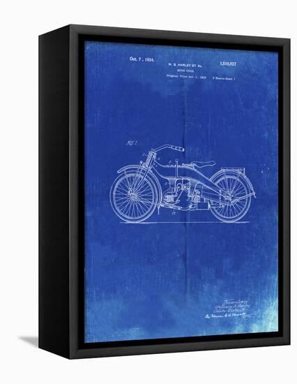 PP194- Faded Blueprint Harley Davidson Motorcycle 1919 Patent Poster-Cole Borders-Framed Premier Image Canvas