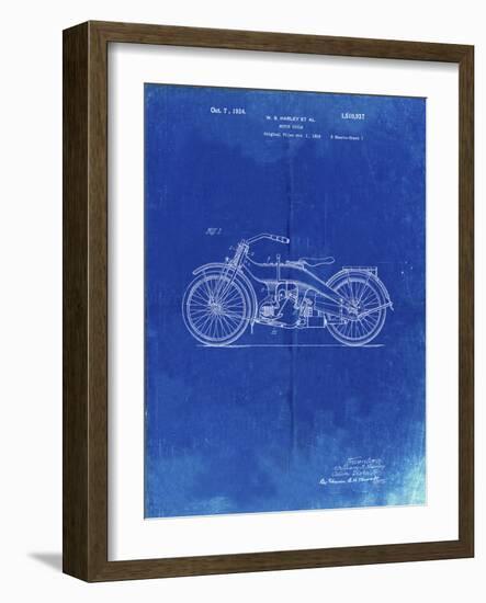 PP194- Faded Blueprint Harley Davidson Motorcycle 1919 Patent Poster-Cole Borders-Framed Giclee Print