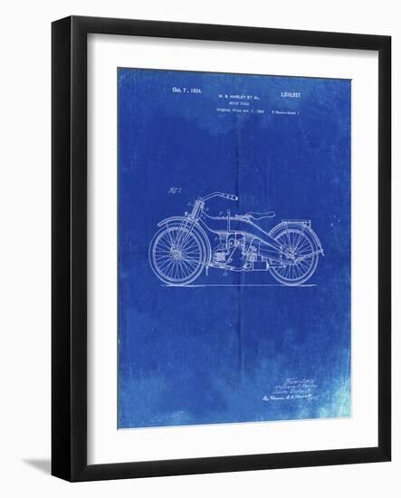 PP194- Faded Blueprint Harley Davidson Motorcycle 1919 Patent Poster-Cole Borders-Framed Giclee Print