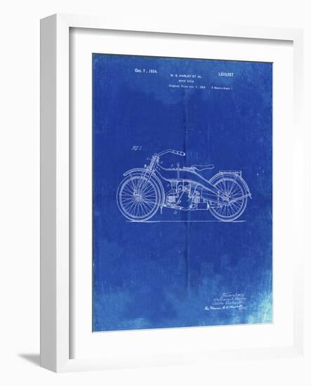 PP194- Faded Blueprint Harley Davidson Motorcycle 1919 Patent Poster-Cole Borders-Framed Giclee Print