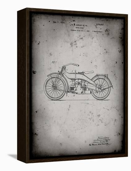 PP194- Faded Grey Harley Davidson Motorcycle 1919 Patent Poster-Cole Borders-Framed Premier Image Canvas