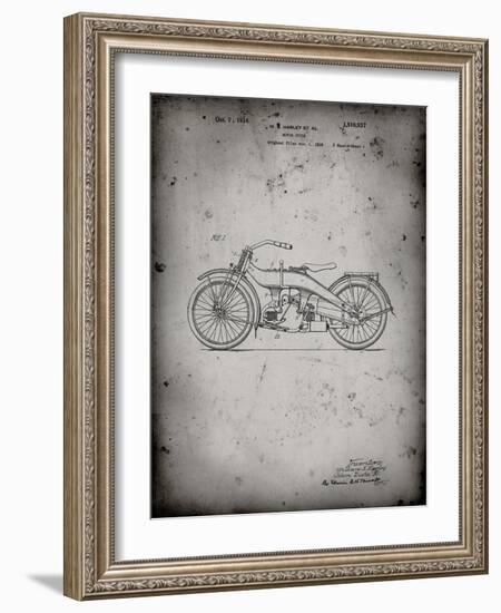 PP194- Faded Grey Harley Davidson Motorcycle 1919 Patent Poster-Cole Borders-Framed Giclee Print