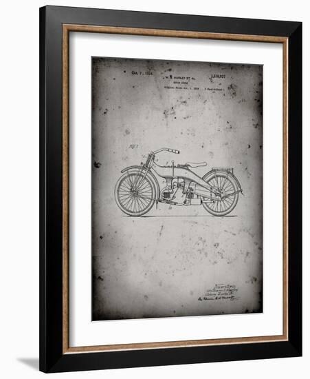 PP194- Faded Grey Harley Davidson Motorcycle 1919 Patent Poster-Cole Borders-Framed Giclee Print