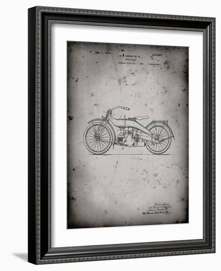 PP194- Faded Grey Harley Davidson Motorcycle 1919 Patent Poster-Cole Borders-Framed Giclee Print