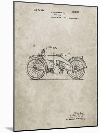 PP194- Sandstone Harley Davidson Motorcycle 1919 Patent Poster-Cole Borders-Mounted Giclee Print