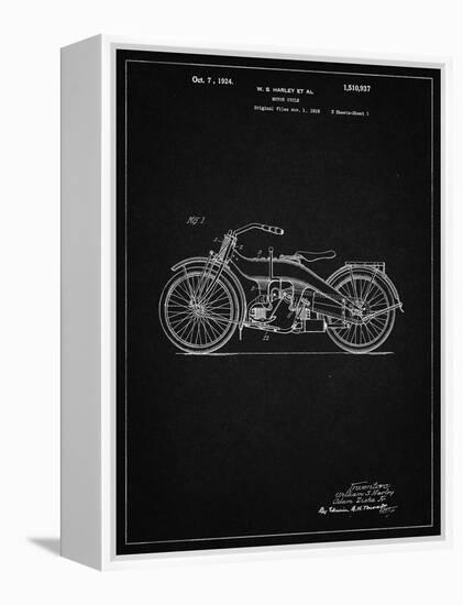 PP194- Vintage Black Harley Davidson Motorcycle 1919 Patent Poster-Cole Borders-Framed Premier Image Canvas