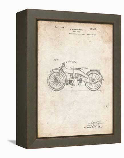 PP194- Vintage Parchment Harley Davidson Motorcycle 1919 Patent Poster-Cole Borders-Framed Premier Image Canvas