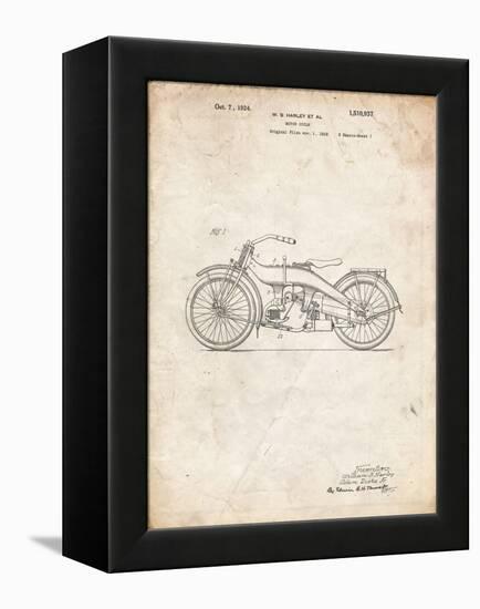 PP194- Vintage Parchment Harley Davidson Motorcycle 1919 Patent Poster-Cole Borders-Framed Premier Image Canvas